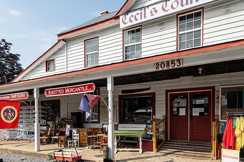 The entrance to an antique and souvenir shop