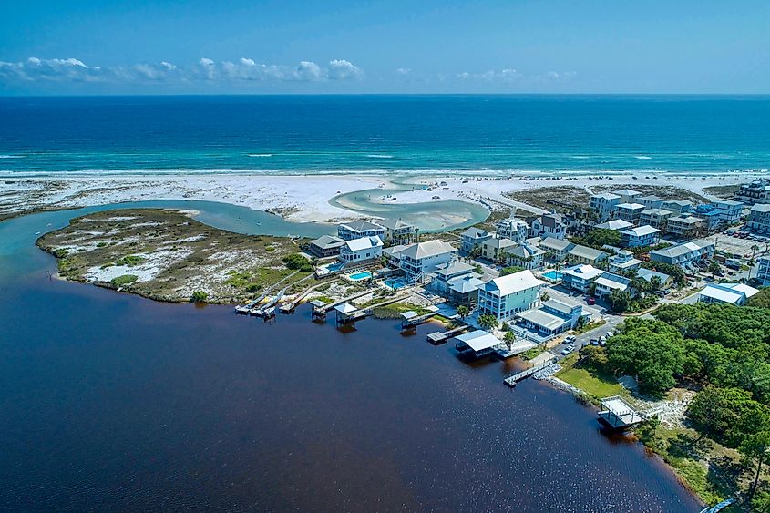 Aerial view of Grayton Beach, Florida.
