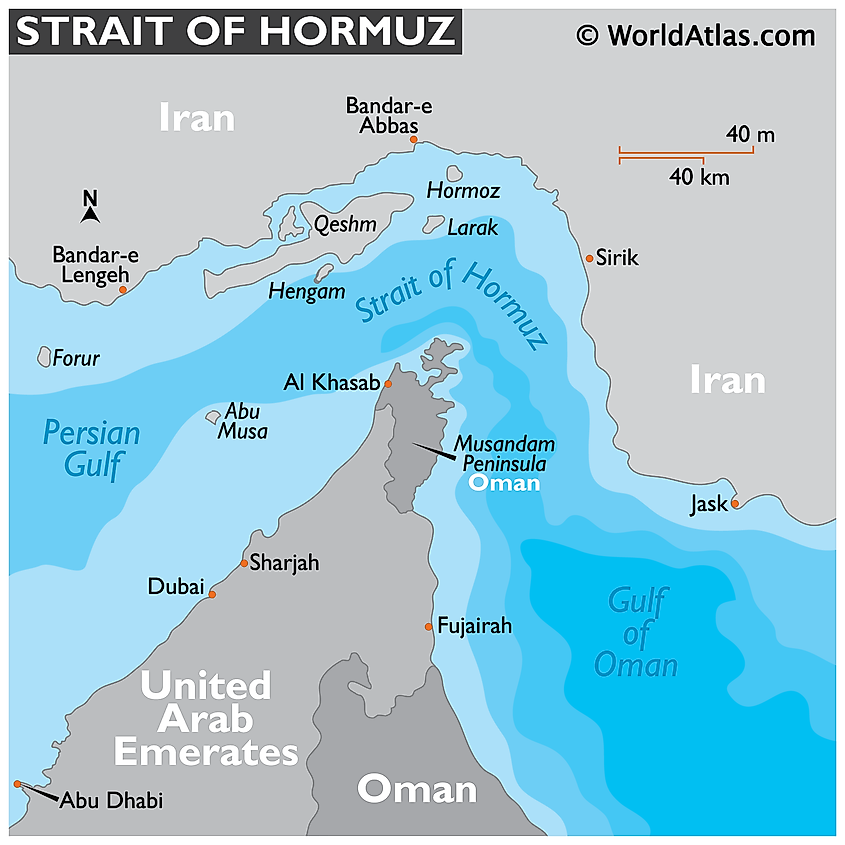 Strait Of Hormuz Waterway Between Persian Gulf And Gu