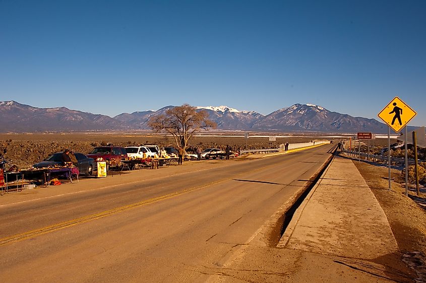 A highway passing through Taos, New Mexico