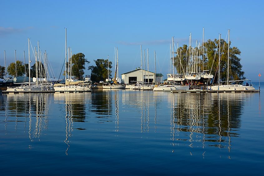 Beautiful view of the marina at Sackets Harbor in New York state