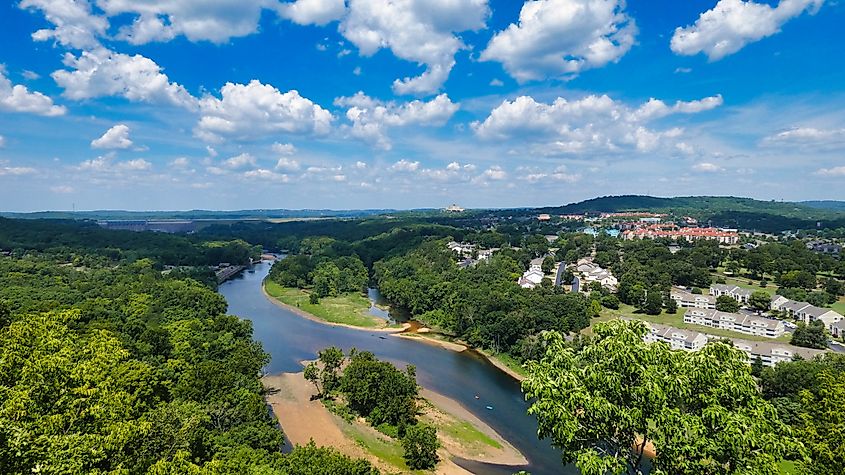 Aerial view of Branson, Missouri.