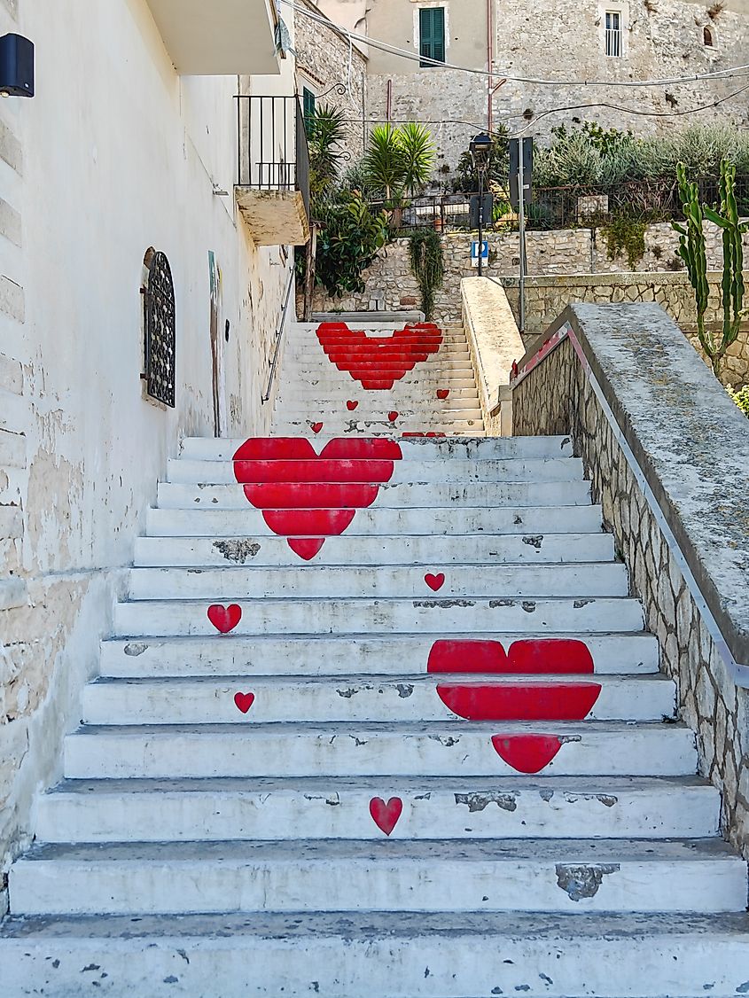 The "Stairway of Love" in Vieste, Italy.