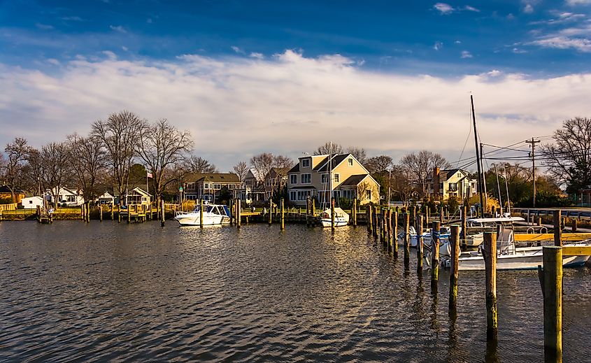 The beautiful waterfront in Oxford, Maryland.