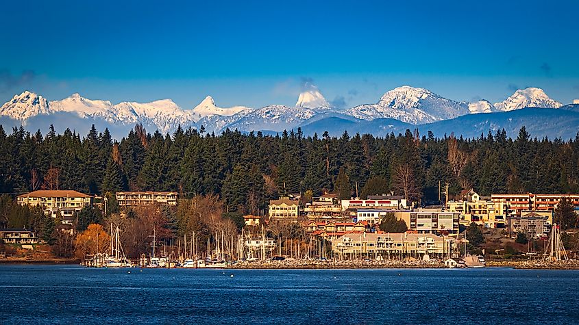 Comox valley, Vancouver Island, British Columbia, Canada. Coastal Mountains in background. 