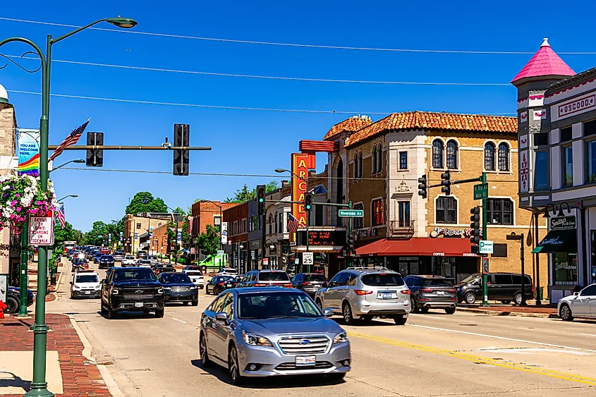 View of downtown St. Charles, Illinois.