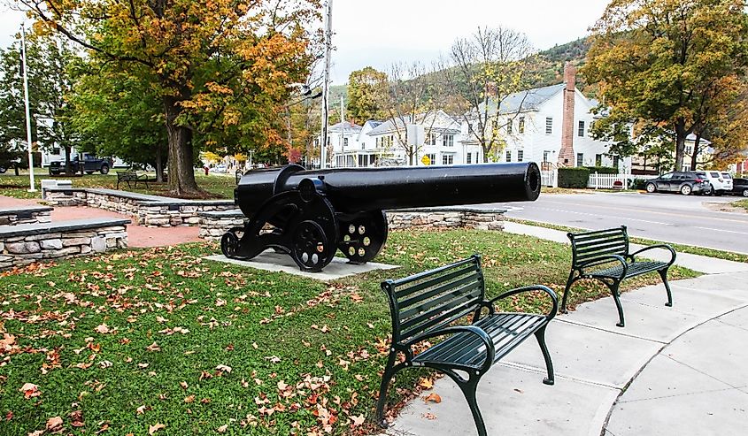 Historical canon from downtown in Bristol, Vermont.