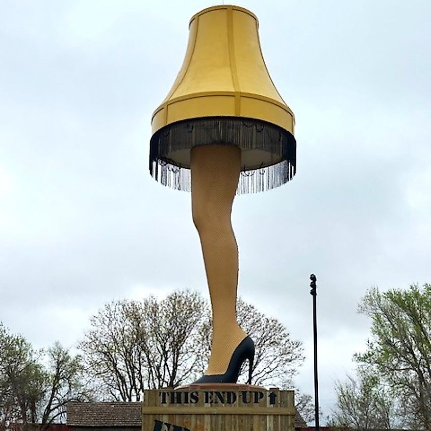 Leg lamp statue, in Chickasha, Oklahoma.