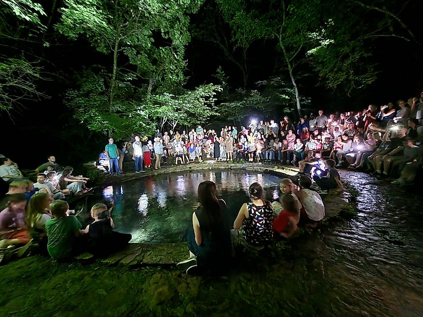 Visitors having a relaxing time at Buffalo Springs in Sulphur, Oklahoma