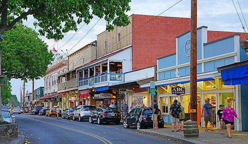 Historic buildings in Lahaina, on the island of Maui.