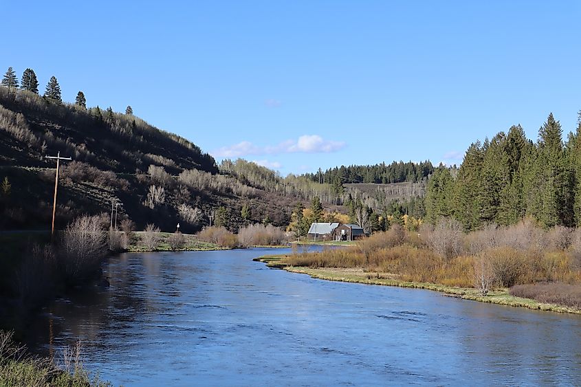 The Snake River flowing through St. Anthony, Idaho