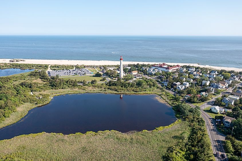 Aerial view of Cape May Point State Park in Cape May, New Jersey