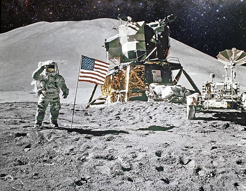 Astronaut on lunar (moon) landing mission. Elements of this image furnished by NASA.