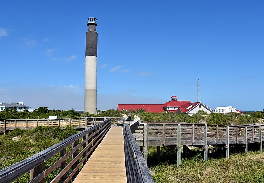 Oak Island Lighthouse, Caswell Beach, North Carolina, USA. Editorial credit: refrina / Shutterstock.com