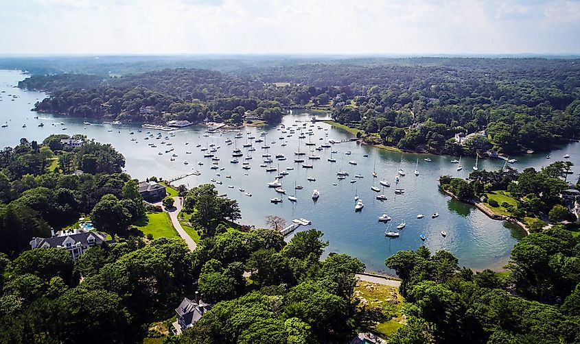 Manchester-by-the-Sea, Massachusetts, from above by drone.