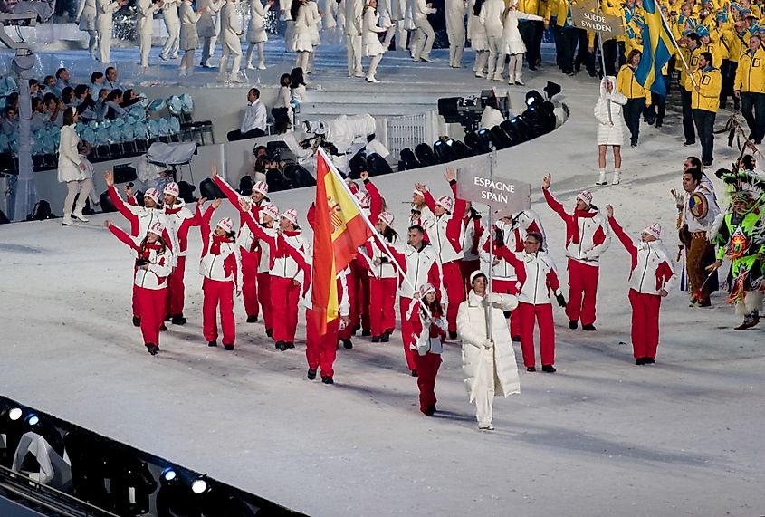 The Spanish Olympic team at the 2010 Winter Games. Image credit Jude Freeman via Wikimedia.