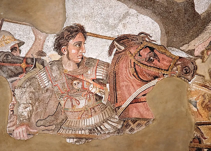 Fragment of ancient Roman Alexander mosaic.