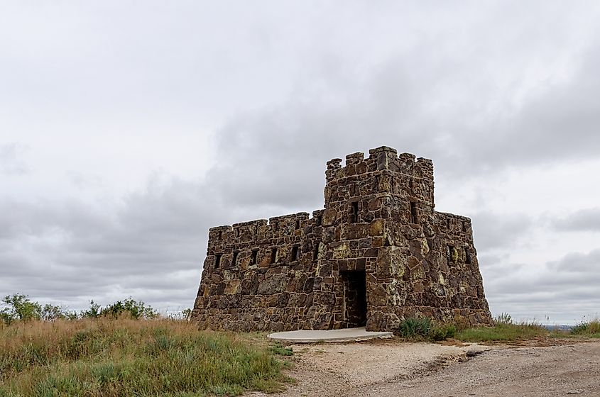 Historic stone castle near Lindsborg in Kansas.