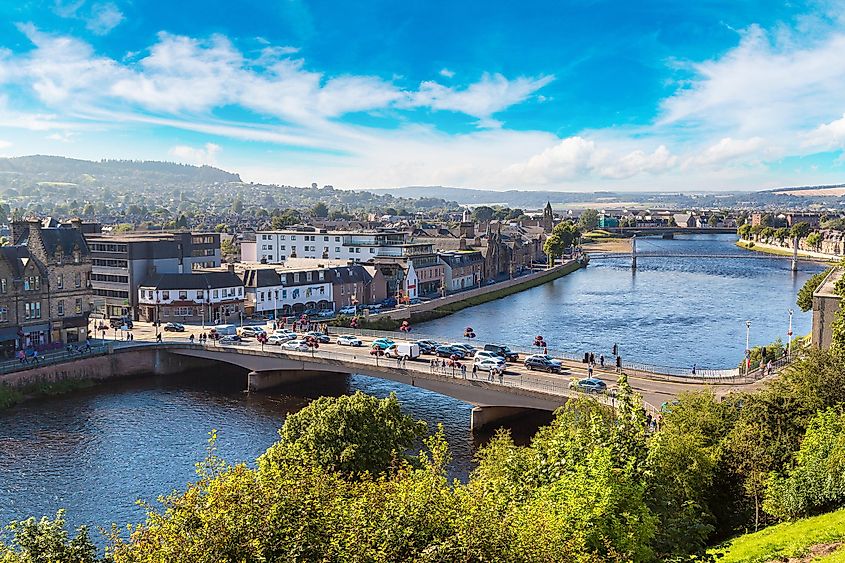 Cityscape of Inverness, Scotland.