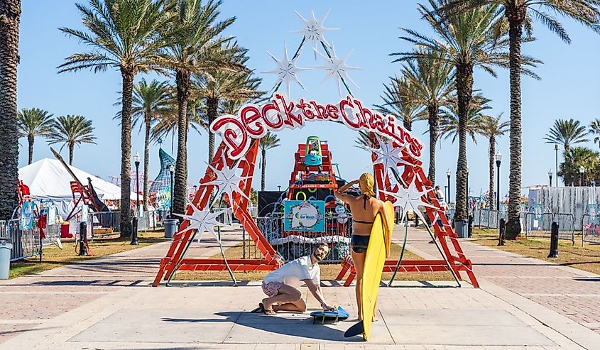 Jacksonville Beach Christmas decorations during the Deck the Chairs event.