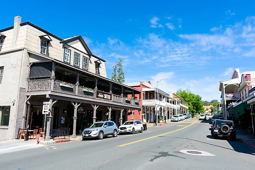 Main Street in the historic downtown of Sutter Creek, California