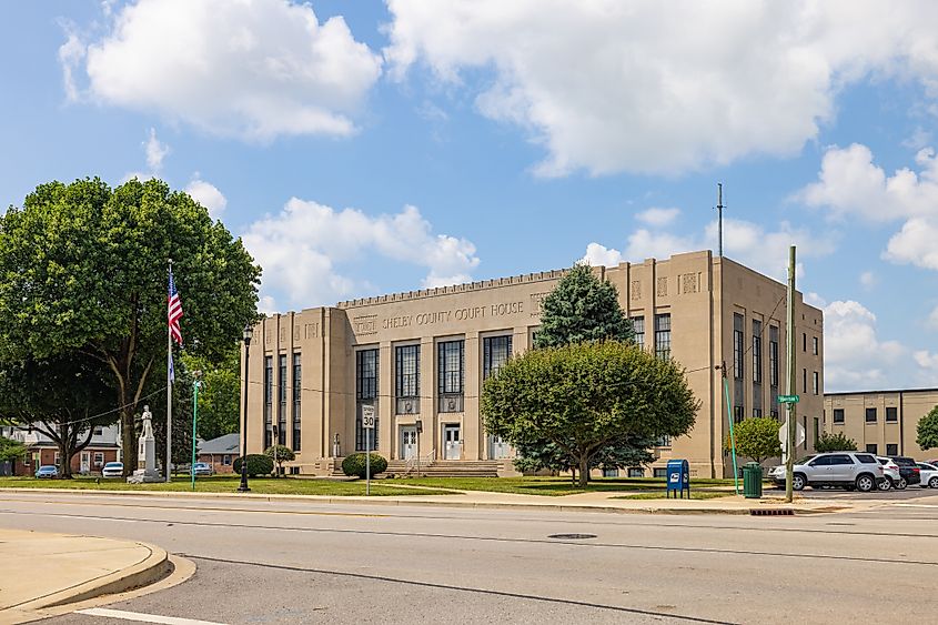 The Shelby County Courthouse in Shelbyville, Indiana