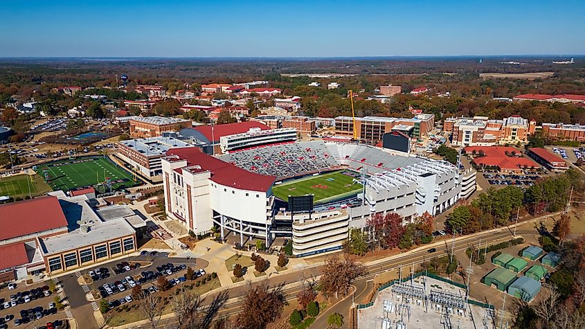 Vaught Hemingway Stadium on the Ole Miss Campus in Oxford, Mississippi.