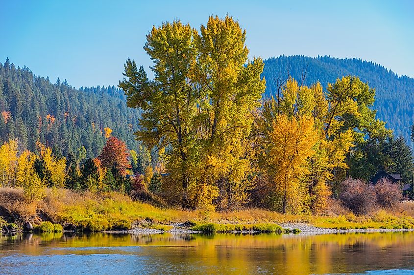 A picturesque scene at the waterfront park in Leavenworth, Washington