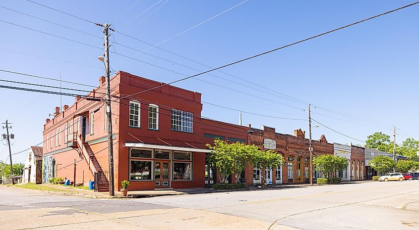 Lumpkin, Georgia, USA - April 19, 2022: The old business district on Main Street, via Roberto Galan / Shutterstock.com