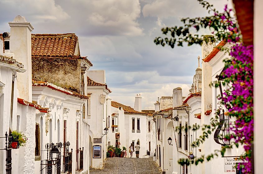 Walking in a popular tourist activity in Monsaraz, Portugal.