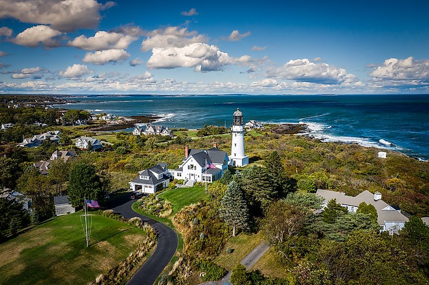 Aerial view of Cape Elizabeth, Maine.