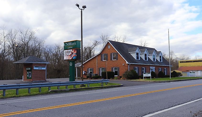 CNB Bank office branch building in Hancock, Maryland.