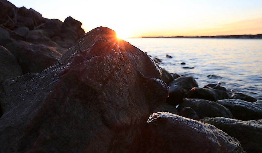 Sunrise on Lewis and Clark Lake, SD.