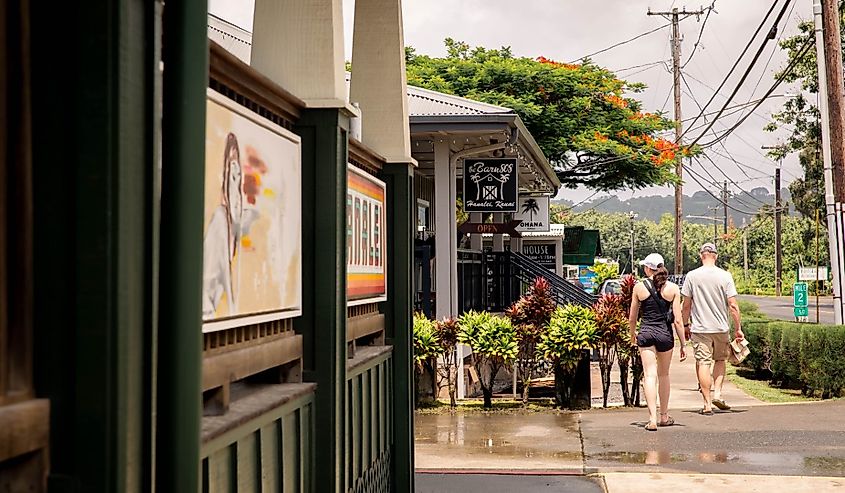 Downtown Hanalei, Kauai, Hawaii.