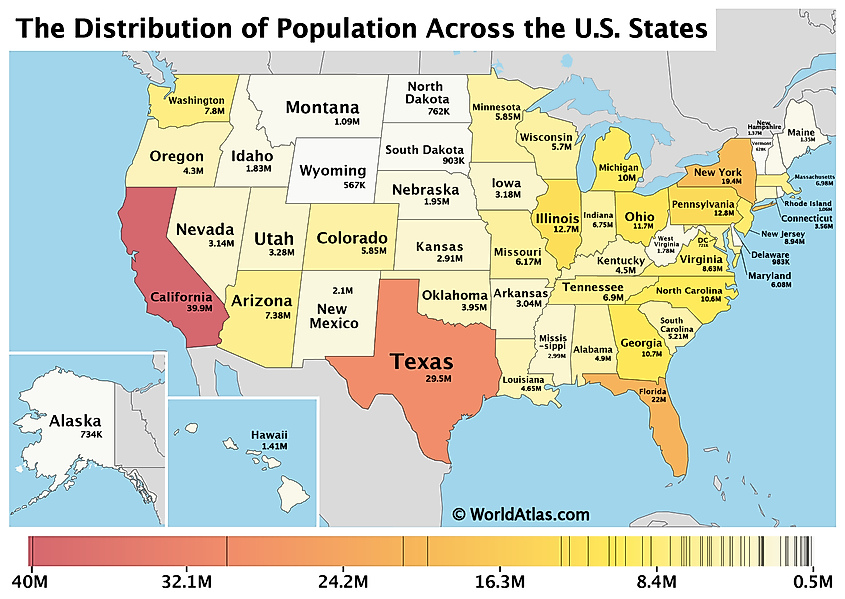 US States By Population WorldAtlas