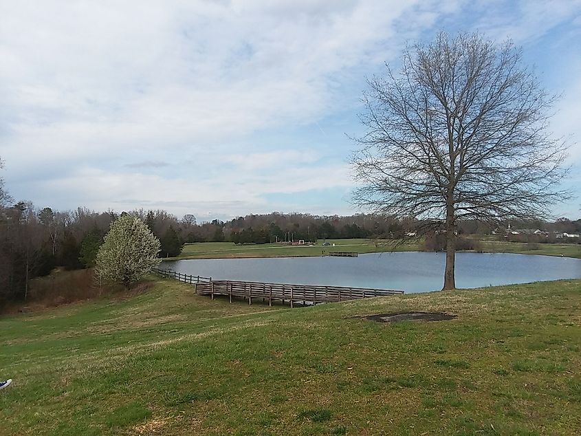 Pond at Paul C. Edmunds Park in South Boston, Virginia.