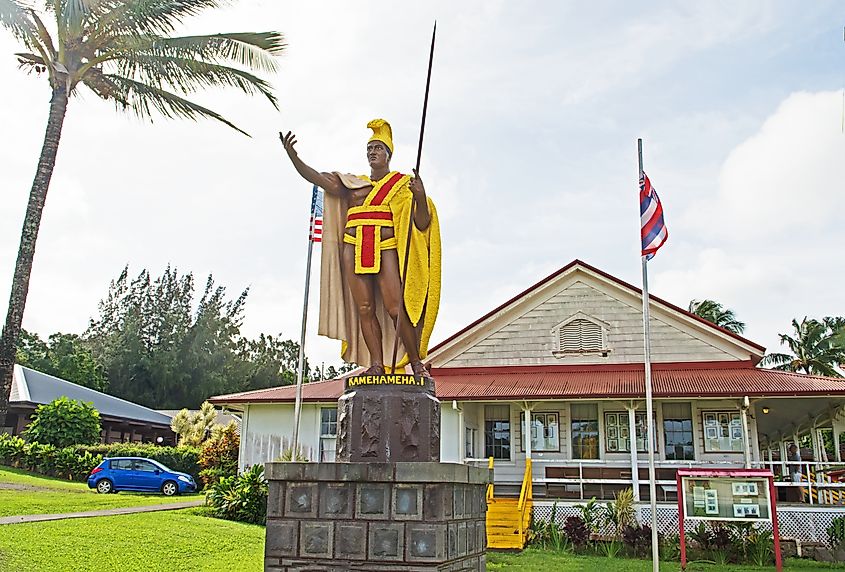  Statue of King Kamehameha in Hawi, Hawaii.