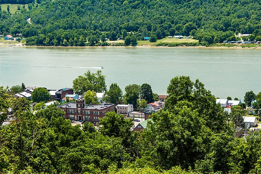 Aerial view of the town of Ripley, situated along the Ohio River.