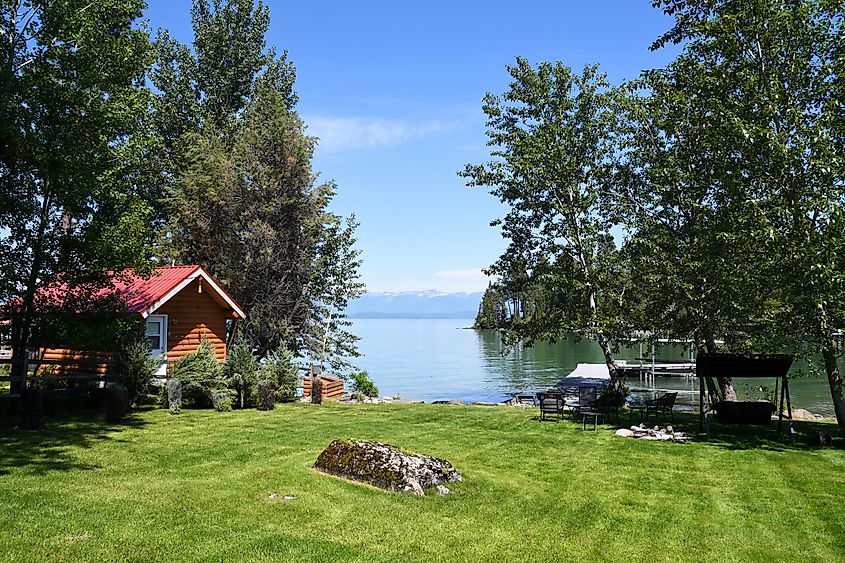 View of the coast along Flathead Lake in Montana.