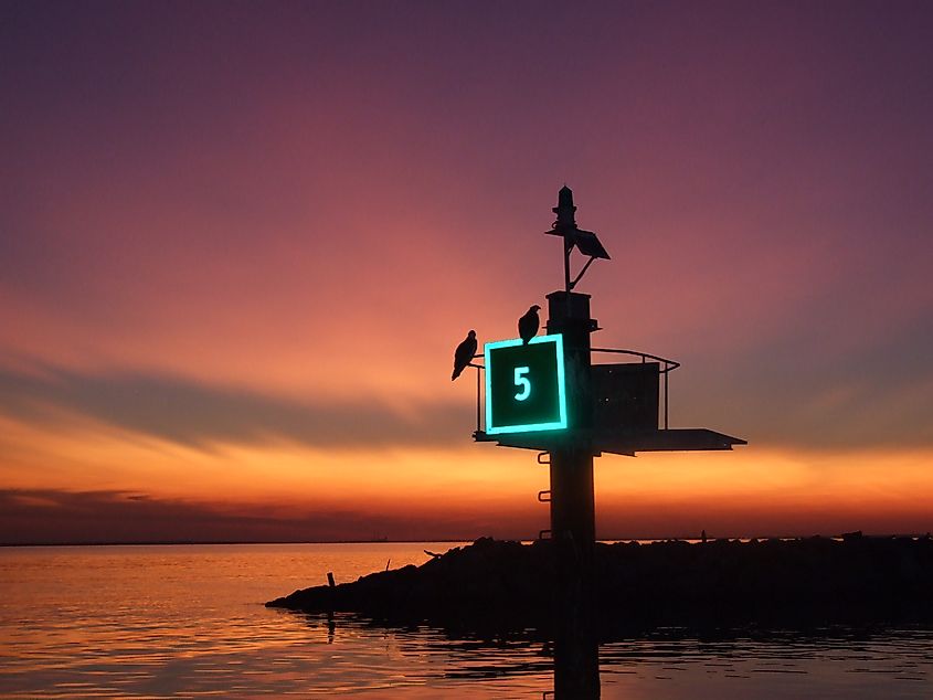 Sunset over the Chesapeake Bay in Rock Hall, Maryland