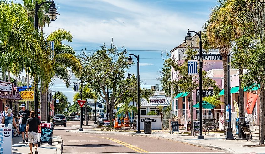 Downtown street in Tarpon Springs, Florida