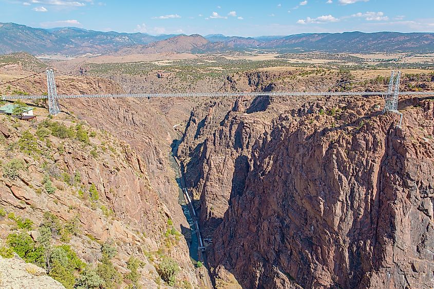 The Royal Gorge Bridge above the Arkansas River in Colorado.