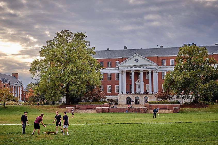 McKeldin Library on the McKeldin Mall at the University Maryland College Park