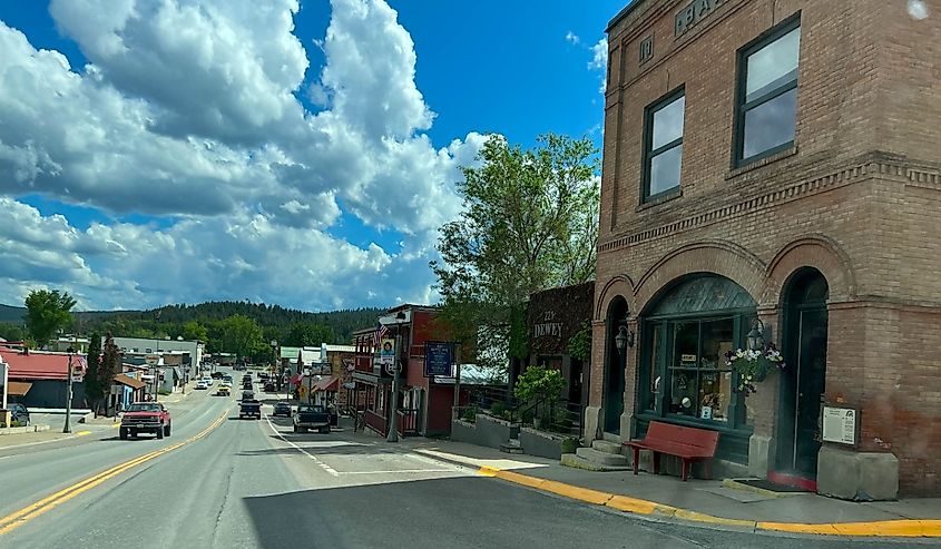 Downtown street in  Eureka, Montana.