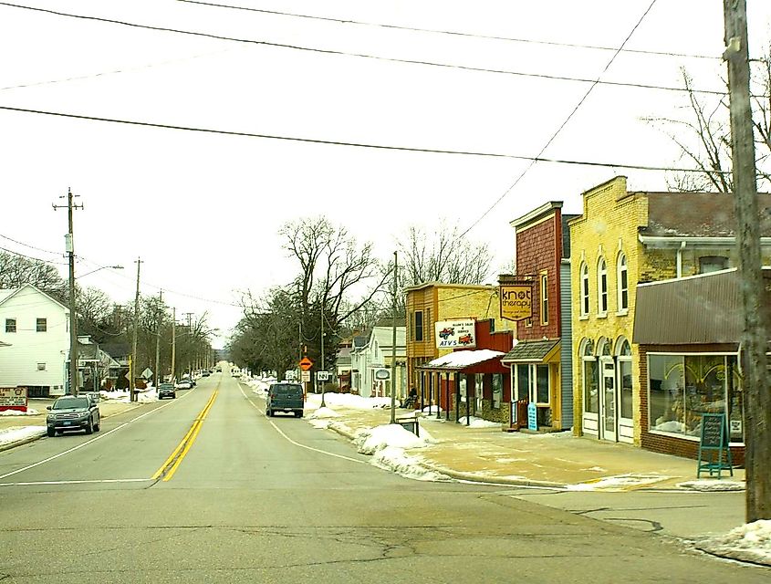 Looking east in downtown Eagle Wisconsin on County Highway NN