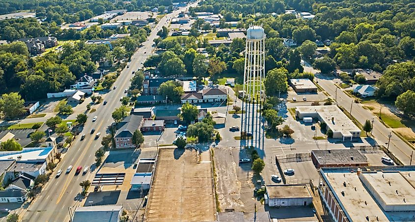 Aerial view of Camden, South Carolina.