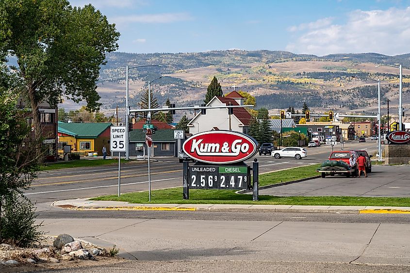 The Kum and Go gas station and c-store in rural Colorado, via melissamn / Shutterstock.com