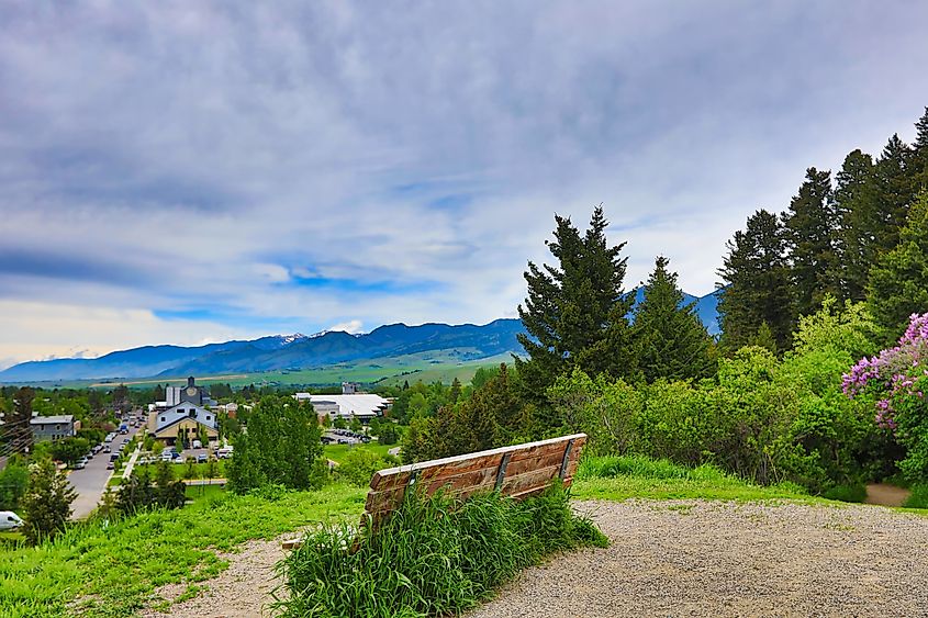 View of Bozeman, Montana, from the surrounding hillside.