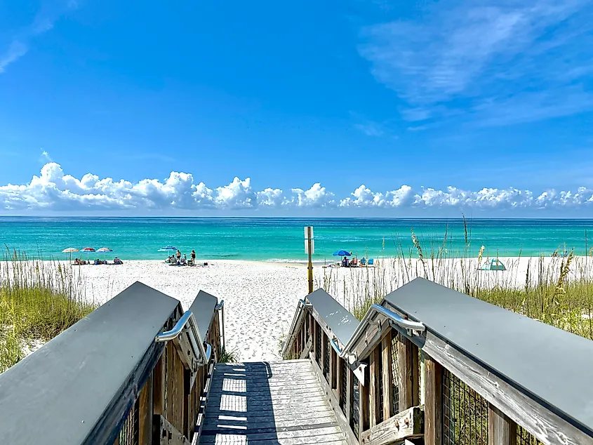 Emerald waters washing the shores of a beautiful beach in Navarre, Florida