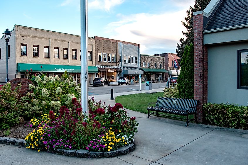 Scenic view from the Visitors Center looking toward Main Street, Franklin, North Carolina.